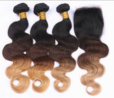 Волосы девственницы бразильянина 12 дюймов 100% с частью закрытия средней/красочными расширениями волос Омбре