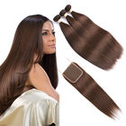 Расширения человеческих волос Омбре цвета Брауна/Веаве прямых волос с закрытием 4С4