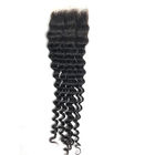 Волосы волны естественной девственницы бразильянина 100% глубокие связывают с закрытием шнурка 4кс4